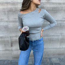 Load image into Gallery viewer, ribbed cut out shirt