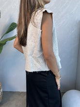 Load image into Gallery viewer, cropped tweed and leather blazer