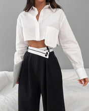 Load image into Gallery viewer, Cropped shirt with pocket detail
