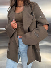 Load image into Gallery viewer, embellished blazer with open sleeves
