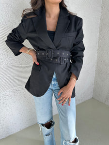 belted wrap blazer