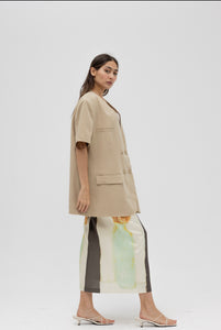 Silk skirt and oversized blazer set