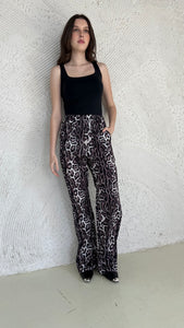 Leopard silk pants