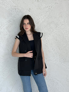 Oversized padded shoulder vest