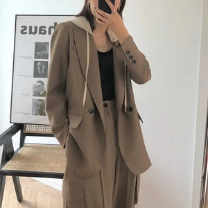 Blazer with detachable hoodie