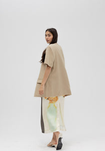 Silk skirt and oversized blazer set