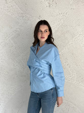 Load image into Gallery viewer, Blue Wrap shirt
