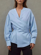 Load image into Gallery viewer, Blue Wrap shirt
