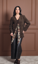 Load image into Gallery viewer, Soft suede blazer with scarf detail
