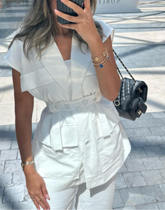 linen belted vest