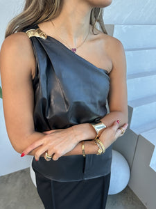 leather one shoulder top