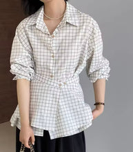 Load image into Gallery viewer, Checkered shirt with waist wrap
