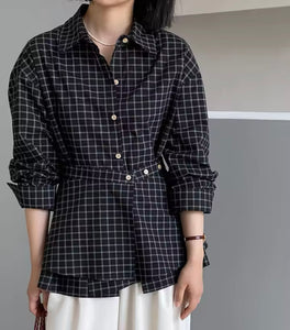 Checkered shirt with waist wrap