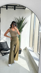 High waist wide leg pants