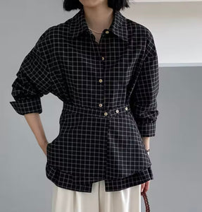 Checkered shirt with waist wrap