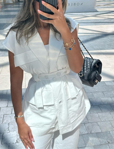 linen belted vest