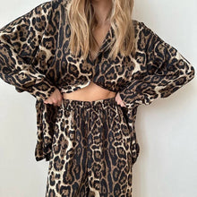 Load image into Gallery viewer, Buttoned shirt leopard set
