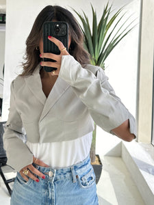 cropped blazer with cut out sleeves