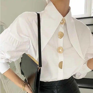 White shirt with button detail