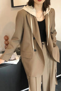 Blazer with detachable hoodie