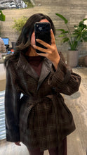 Load image into Gallery viewer, plaid winter jacket with leather details
