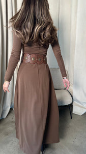 maxi cotton dress with belt