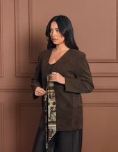 Load image into Gallery viewer, Soft suede blazer with scarf detail
