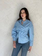 Load image into Gallery viewer, Blue Wrap shirt
