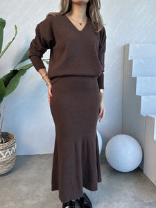 brown skirt set