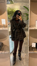 Load image into Gallery viewer, plaid winter jacket with leather details
