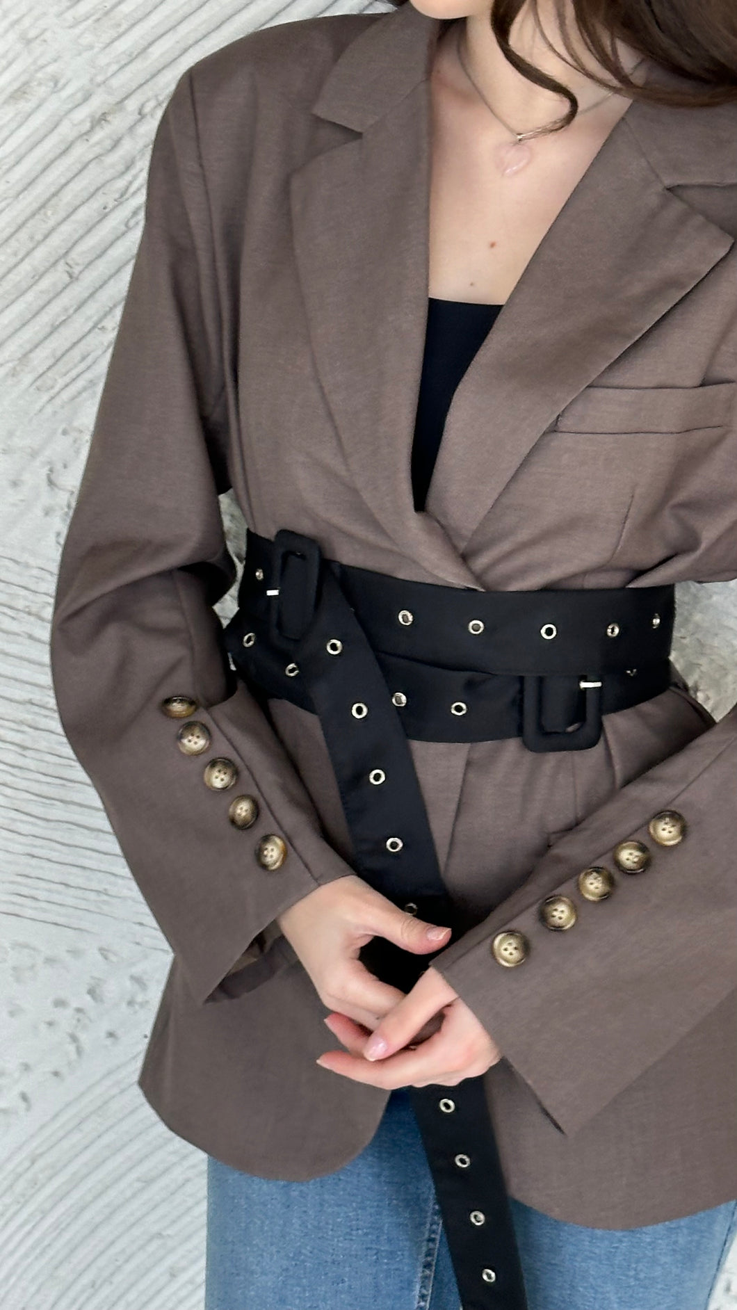 belted wrap blazer