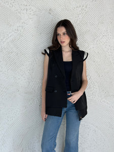 Oversized padded shoulder vest