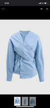 Load image into Gallery viewer, Blue Wrap shirt
