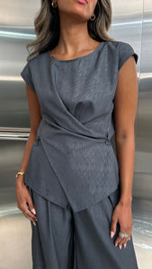 pencil grey wrap pant set