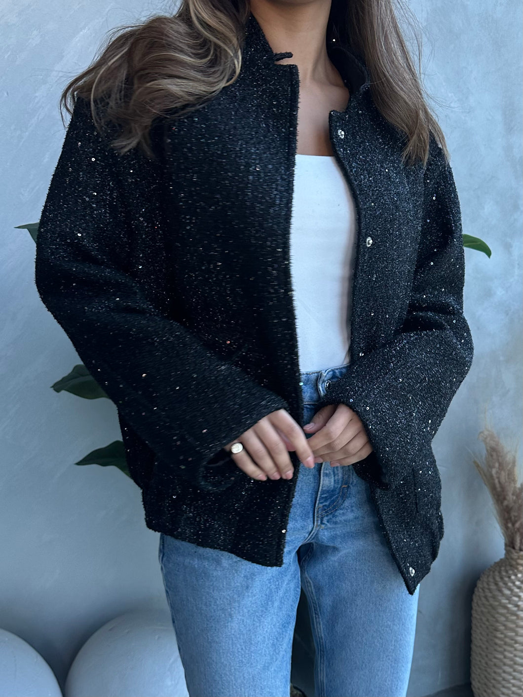 sparkle bomber jacket