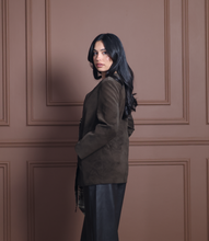 Load image into Gallery viewer, Soft suede blazer with scarf detail
