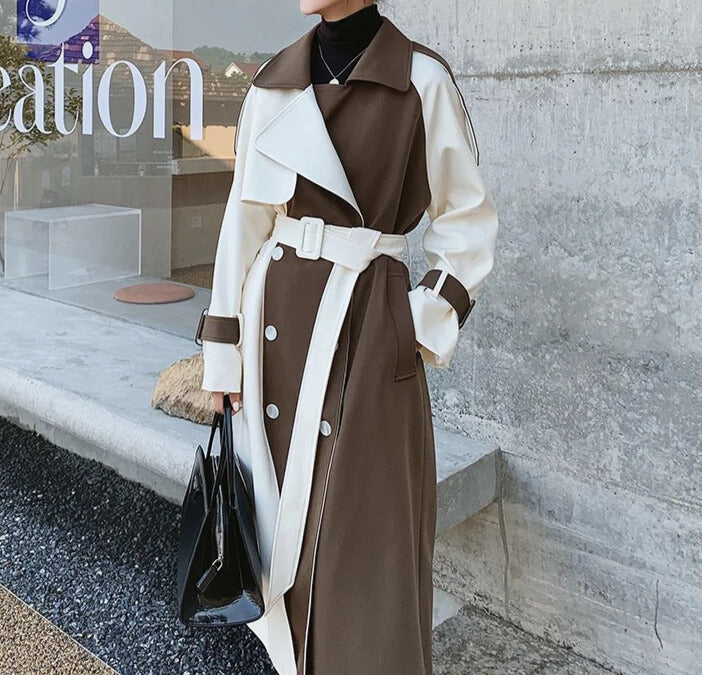 Double color trench coat