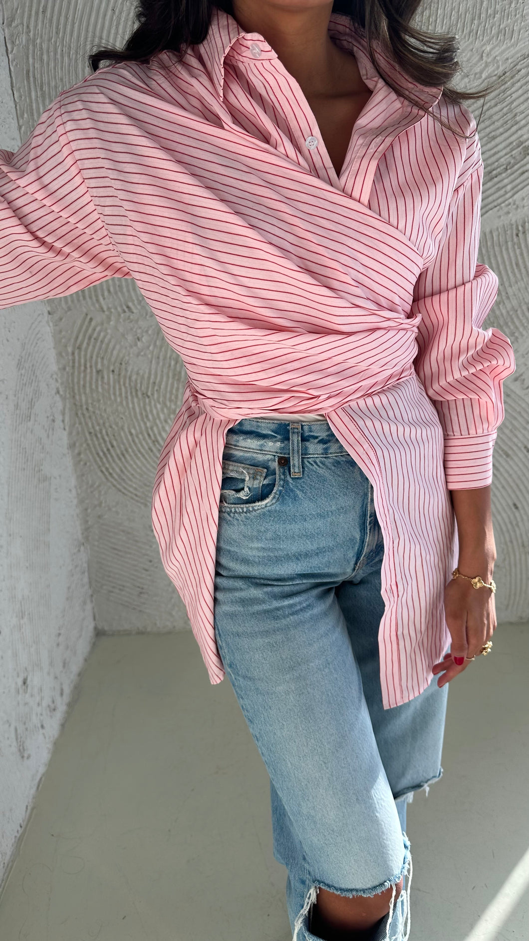 Stripped wrap shirt