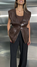 Load image into Gallery viewer, padded leather vest with waist detail
