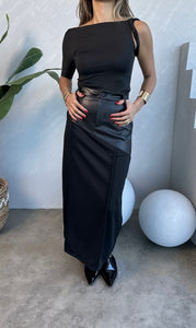 maxi leather skirt