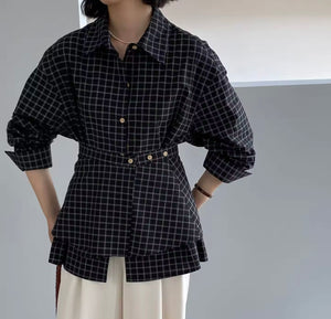 Checkered shirt with waist wrap