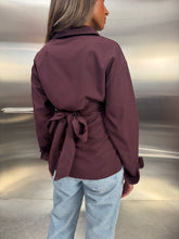 Load image into Gallery viewer, maroon wrap belt shirt

