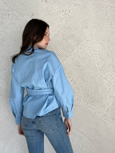 Load image into Gallery viewer, Blue Wrap shirt
