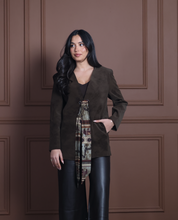 Load image into Gallery viewer, Soft suede blazer with scarf detail
