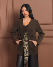 Load image into Gallery viewer, Soft suede blazer with scarf detail
