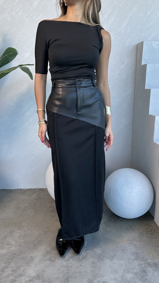 maxi leather skirt