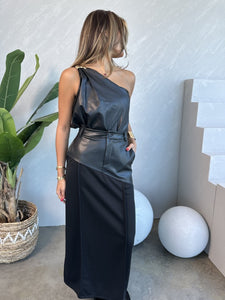 leather one shoulder top