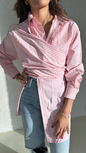 Stripped wrap shirt