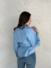 Load image into Gallery viewer, Blue Wrap shirt
