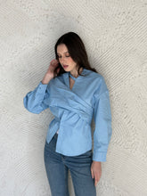 Load image into Gallery viewer, Blue Wrap shirt
